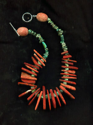 Spiky Coral Turquoise Necklace